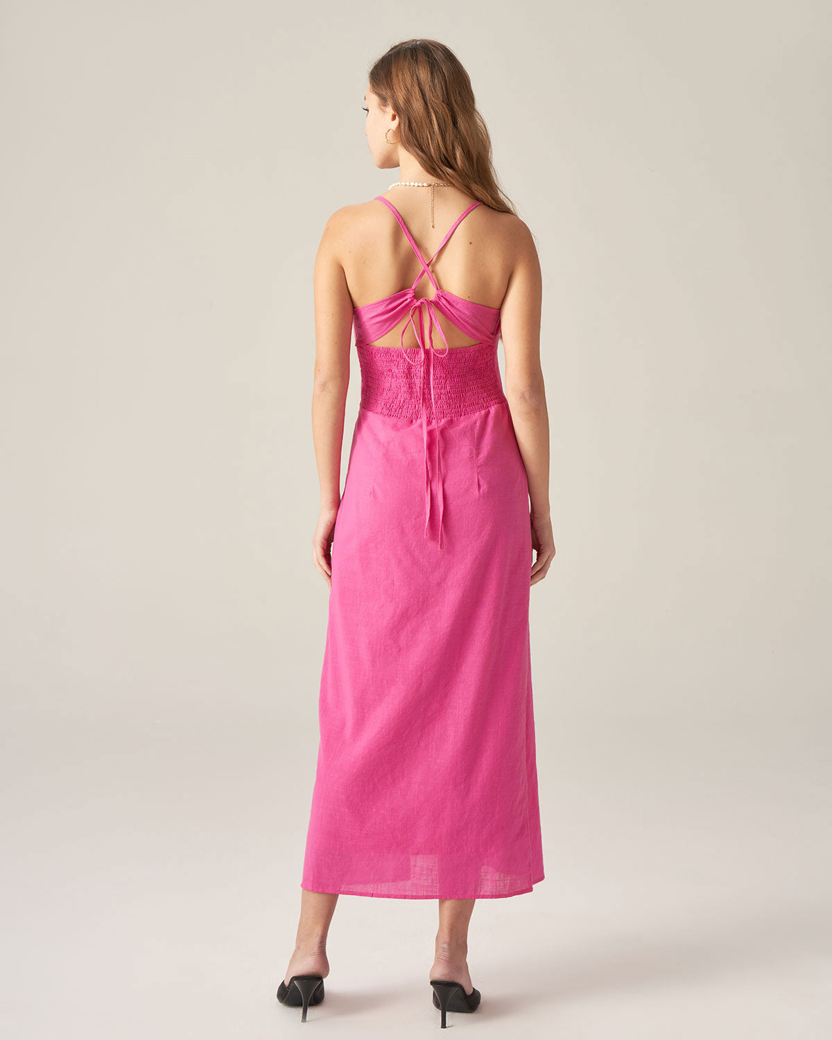 Shewess™ Kırmızı Dantelli Sırtı Açık Slip Midi Elbise