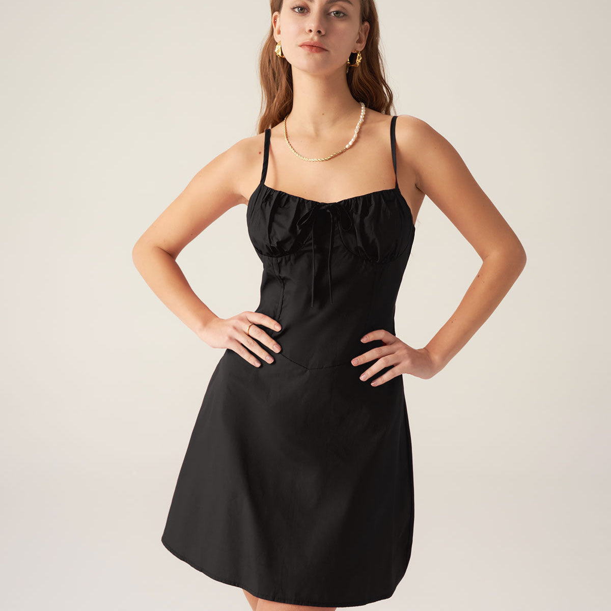 Shewess™ Siyah Dantelli Slip Mini Elbise