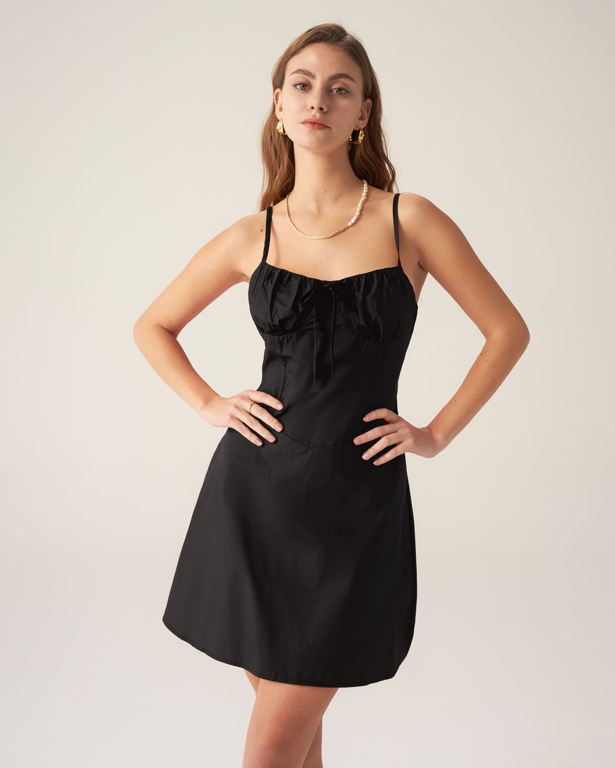 Shewess™ Siyah Dantelli Slip Mini Elbise
