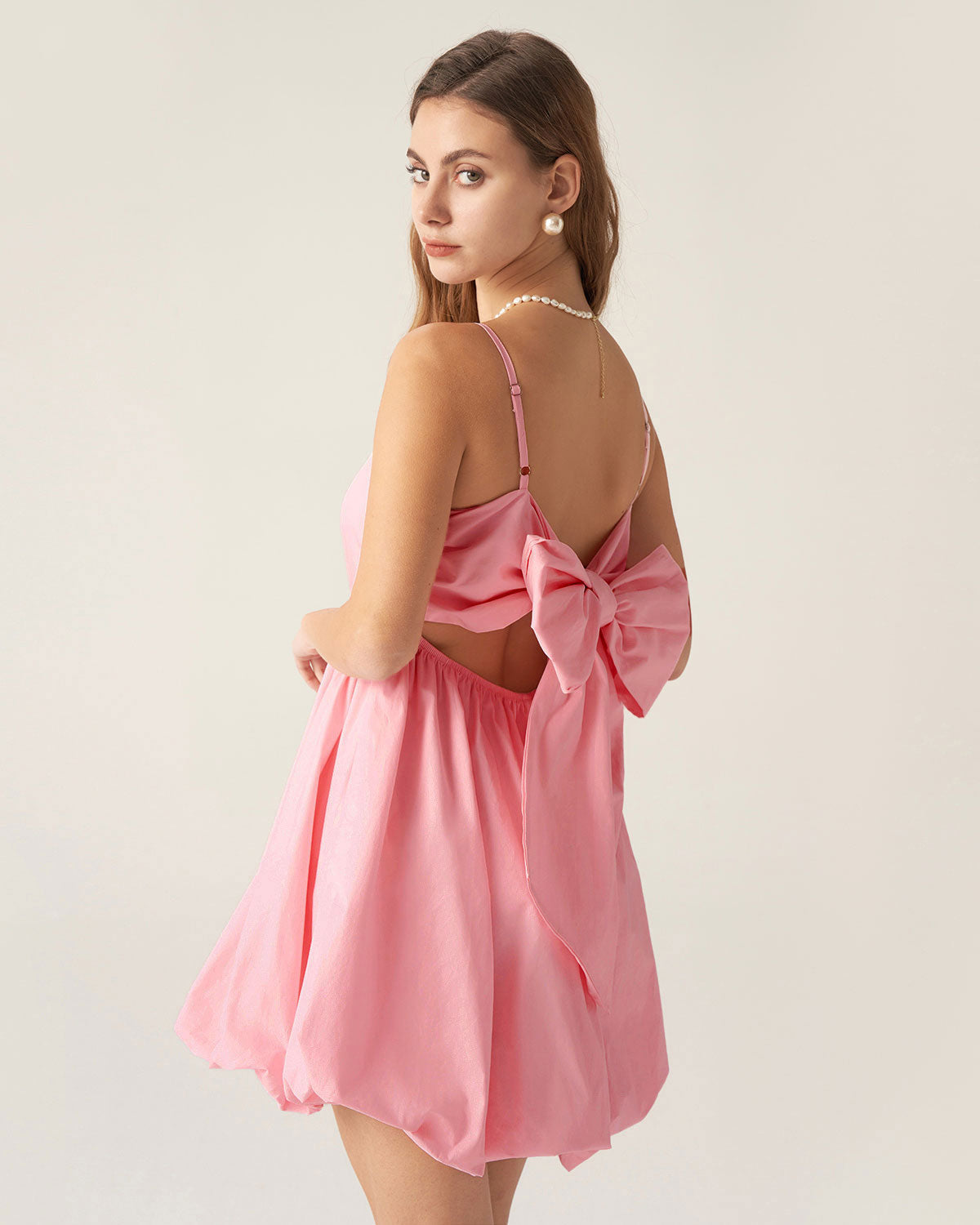 Shewess™ Pembe Fiyonklu Dantelli Slip Mini Elbise
