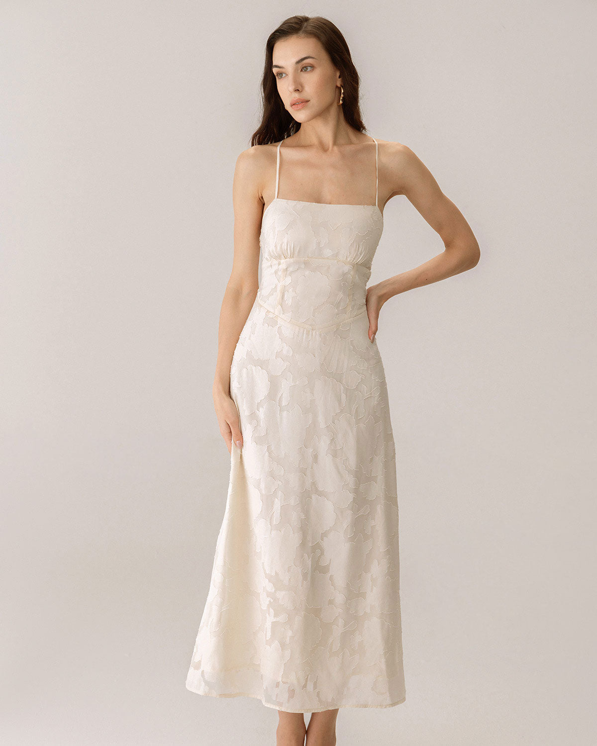 Shewess Kayısı Jakarlı Korse Slip Maxi Elbise
