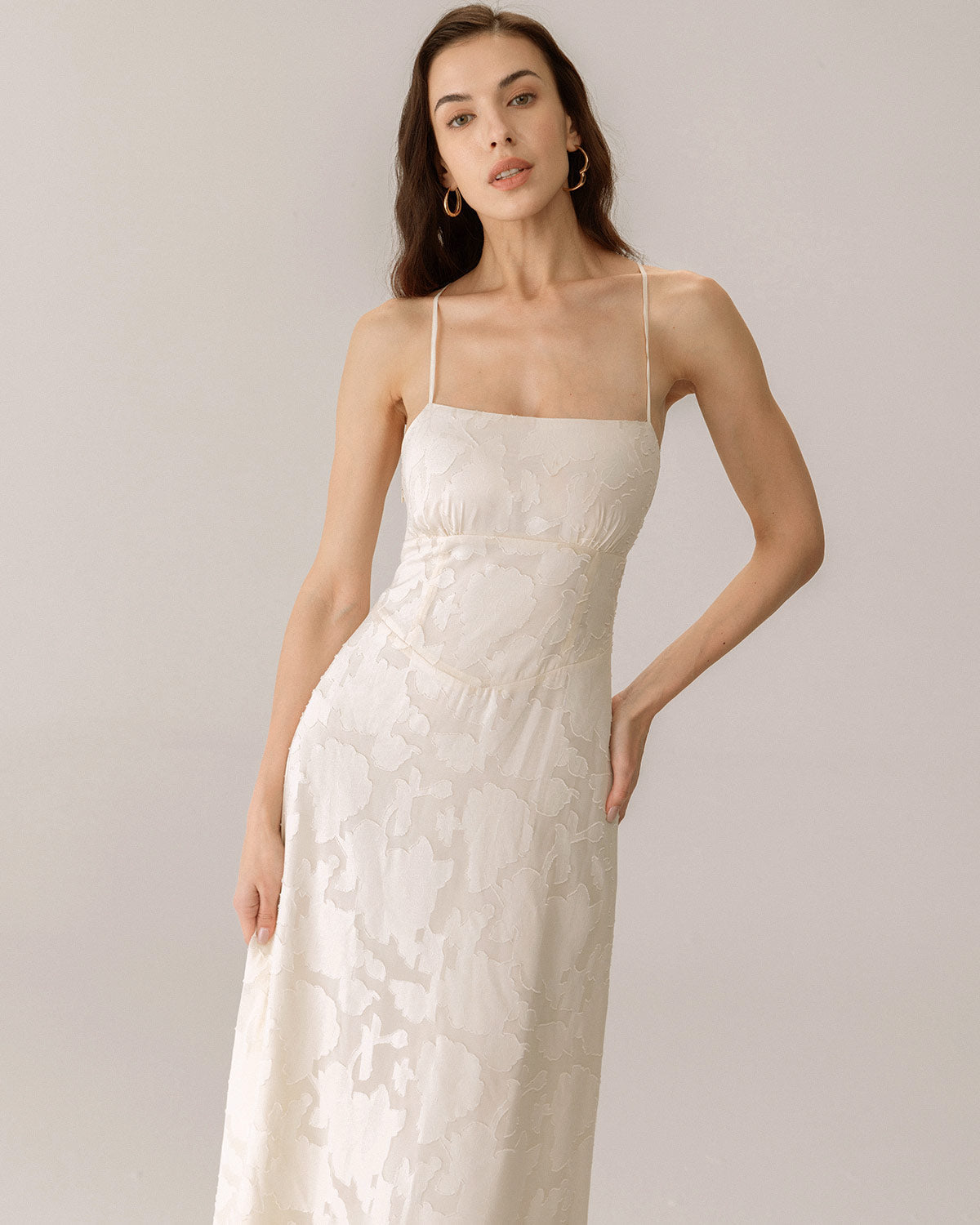 Shewess Kayısı Jakarlı Korse Slip Maxi Elbise