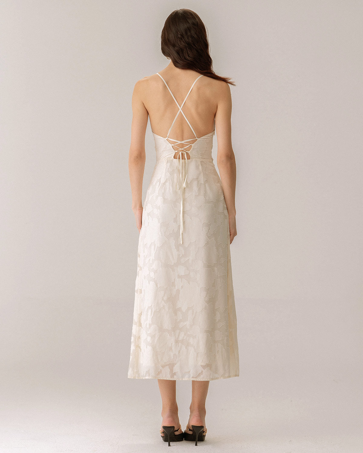 Shewess Kayısı Jakarlı Korse Slip Maxi Elbise