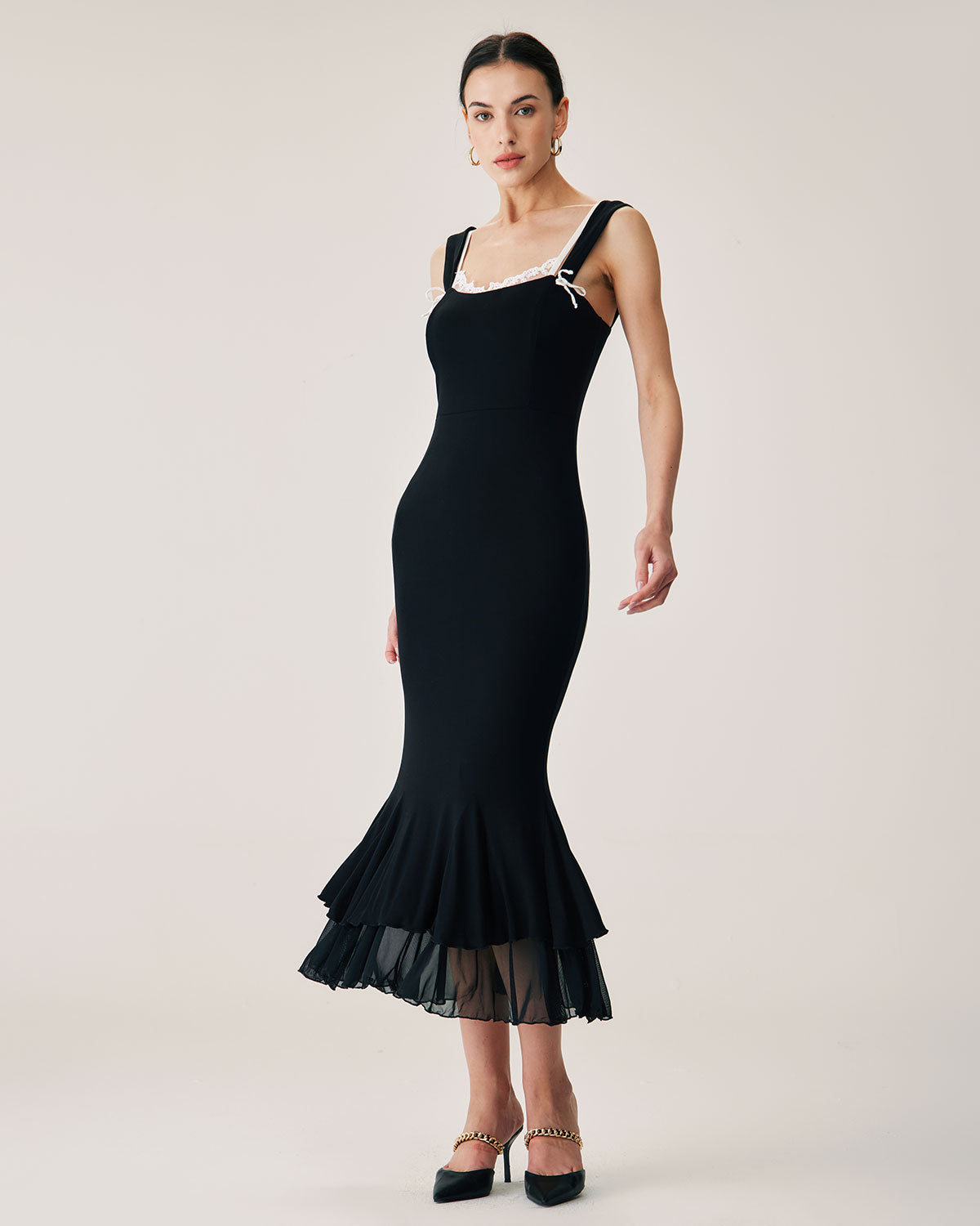 Shewess Siyah Bodycon Slip Maxi Elbise