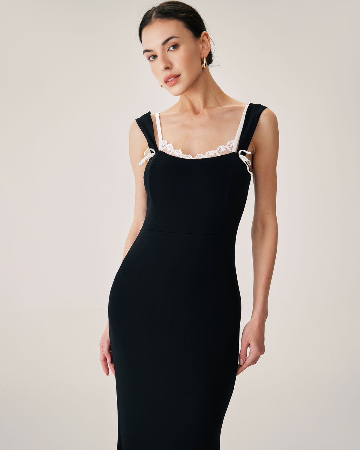 Shewess Siyah Bodycon Slip Maxi Elbise