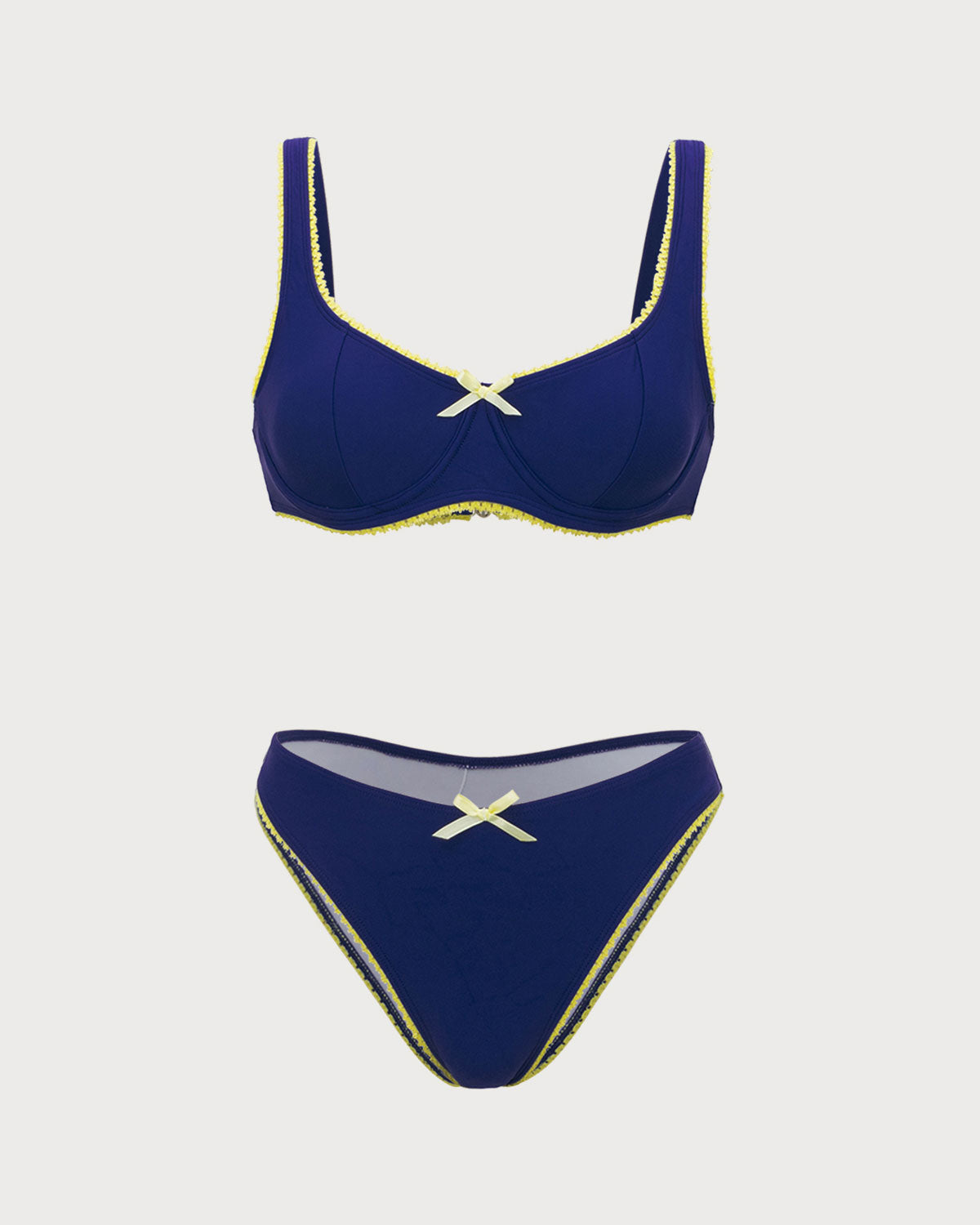Shewess™ Mavi Dantelli Kontrast Balenli Bikini Takımı