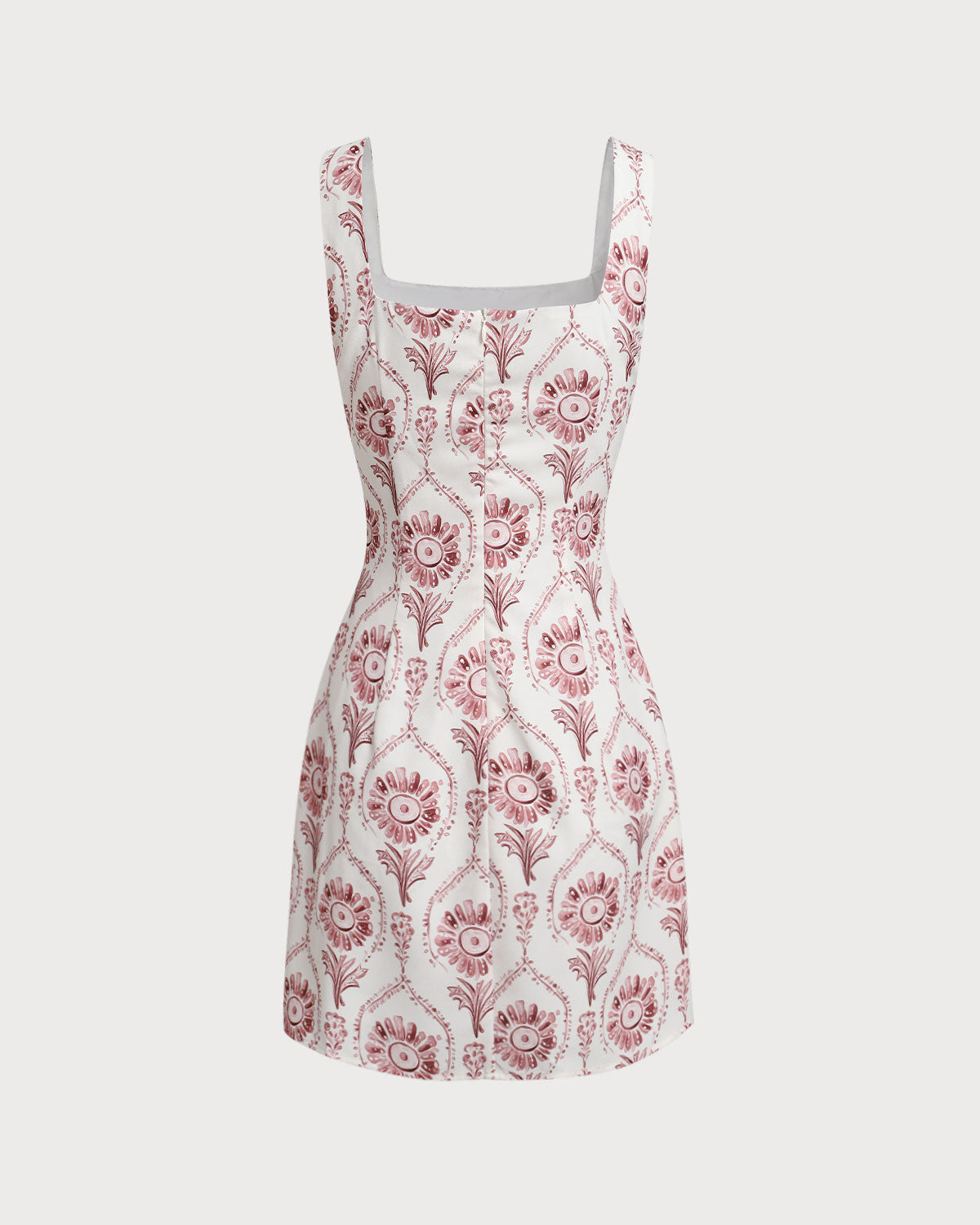 Shewess Pembe Kare Yaka Çiçek Slip Mini Elbise