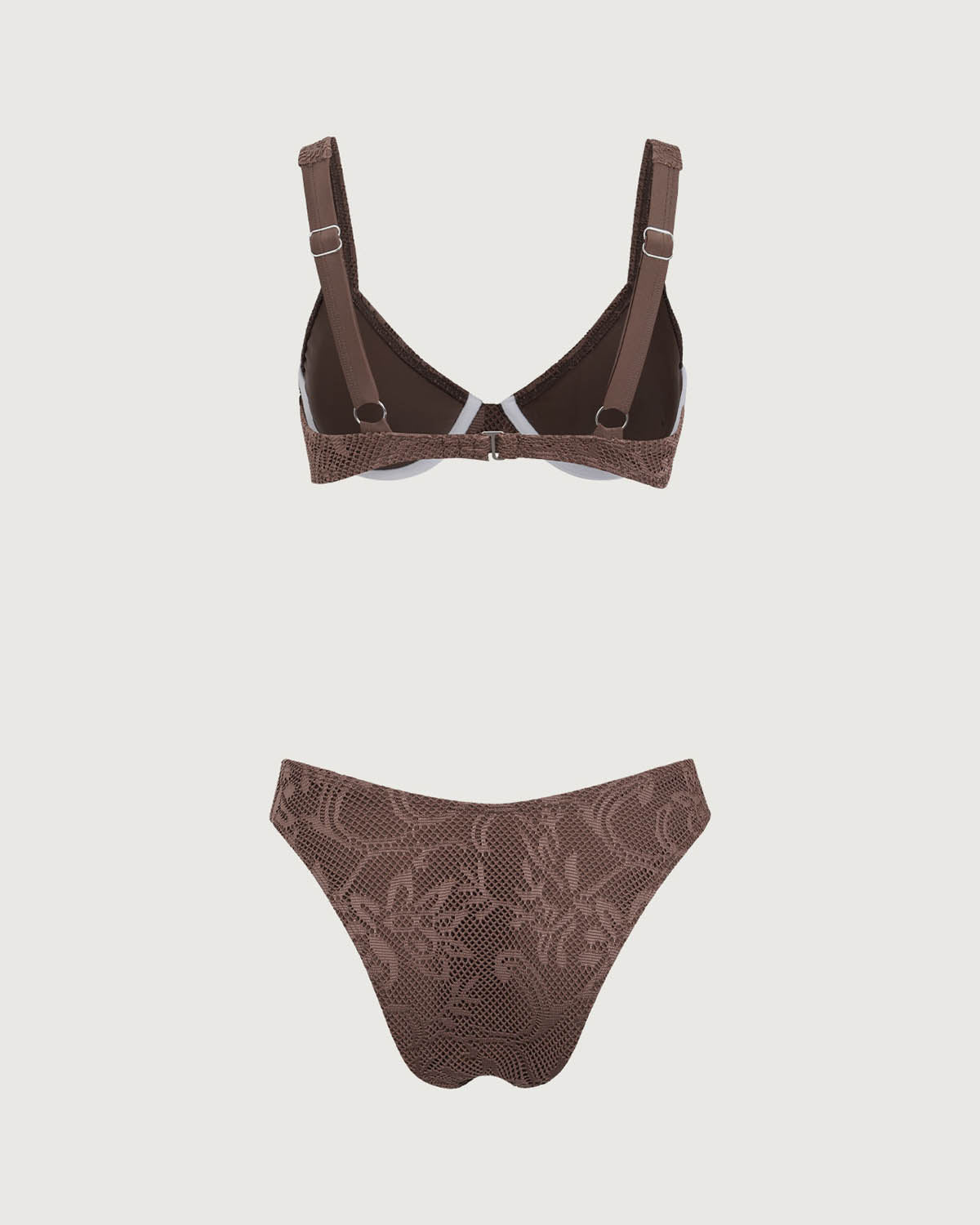 Shewess™ Kahverengi File Balenli Bikini Takımı
