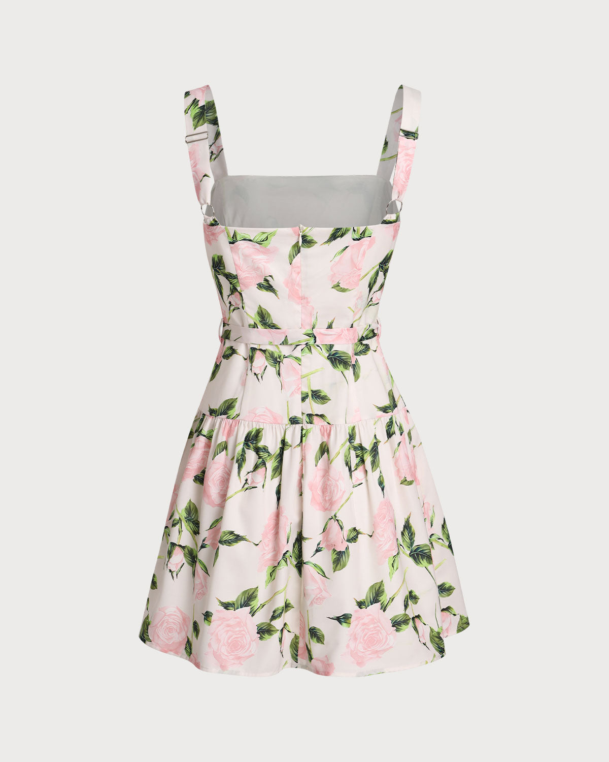 Shewess Pembe Çiçekli Dantelli Kuşaklı Slip Mini Elbise