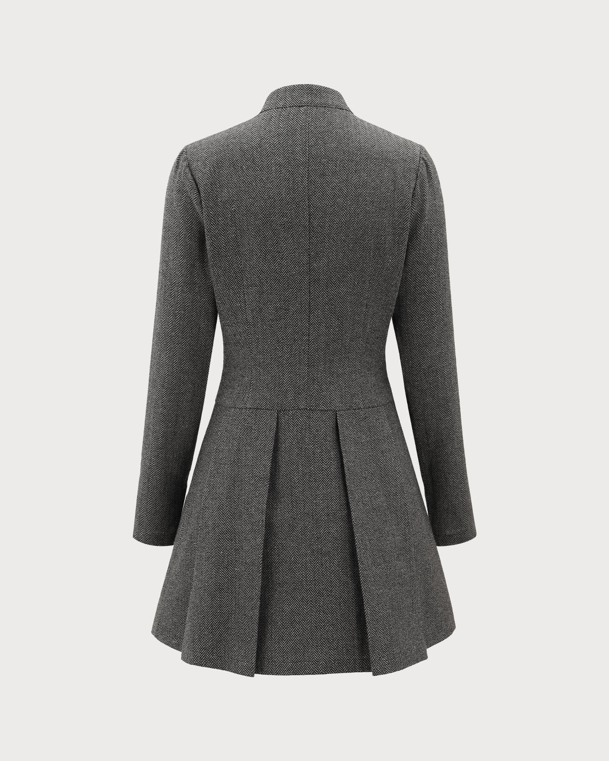 Shewess™ Gri Düğmeli Piliseli Mini Elbise