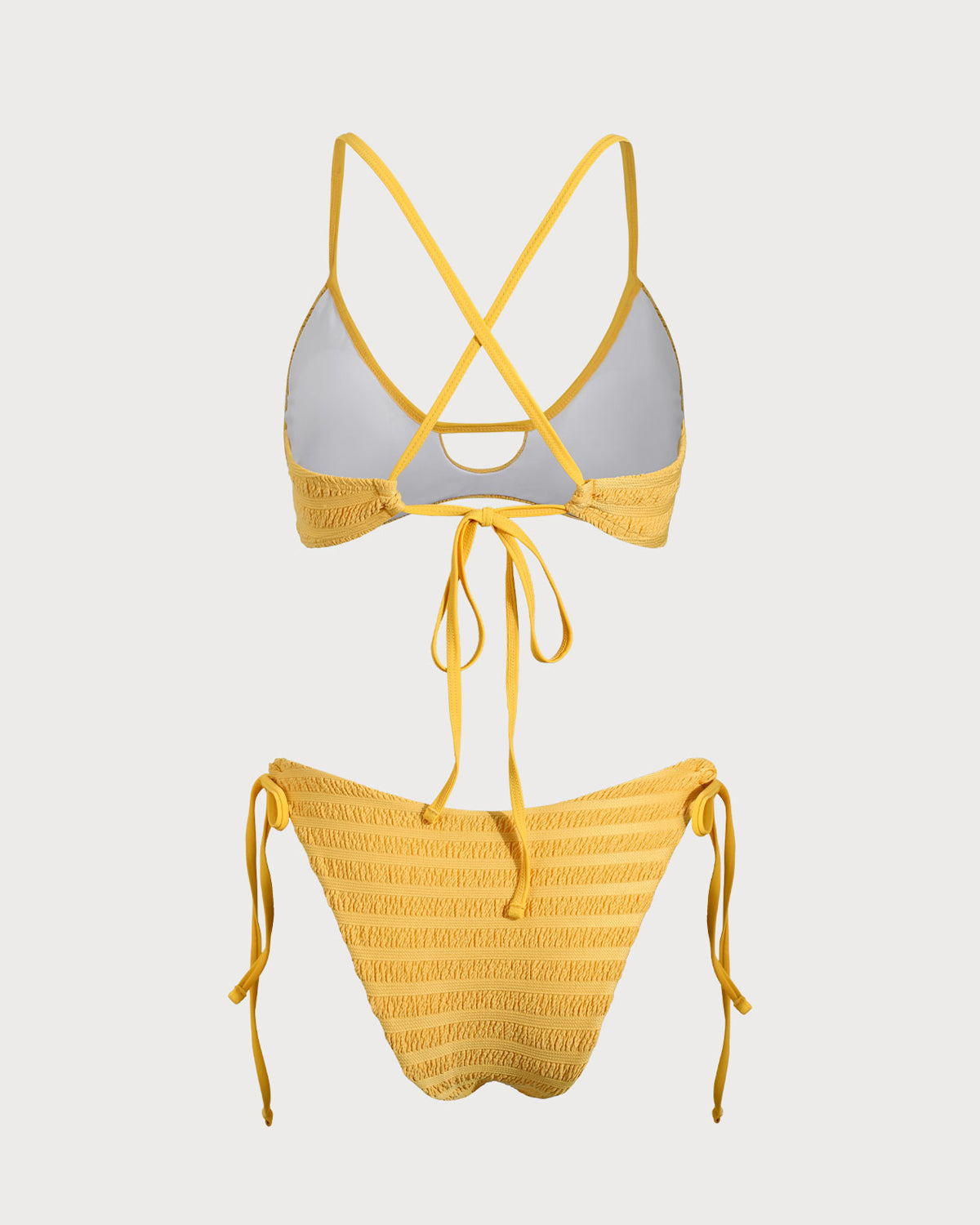 Shewess™ Sarı Dokulu Dantelli Bikini Takımı