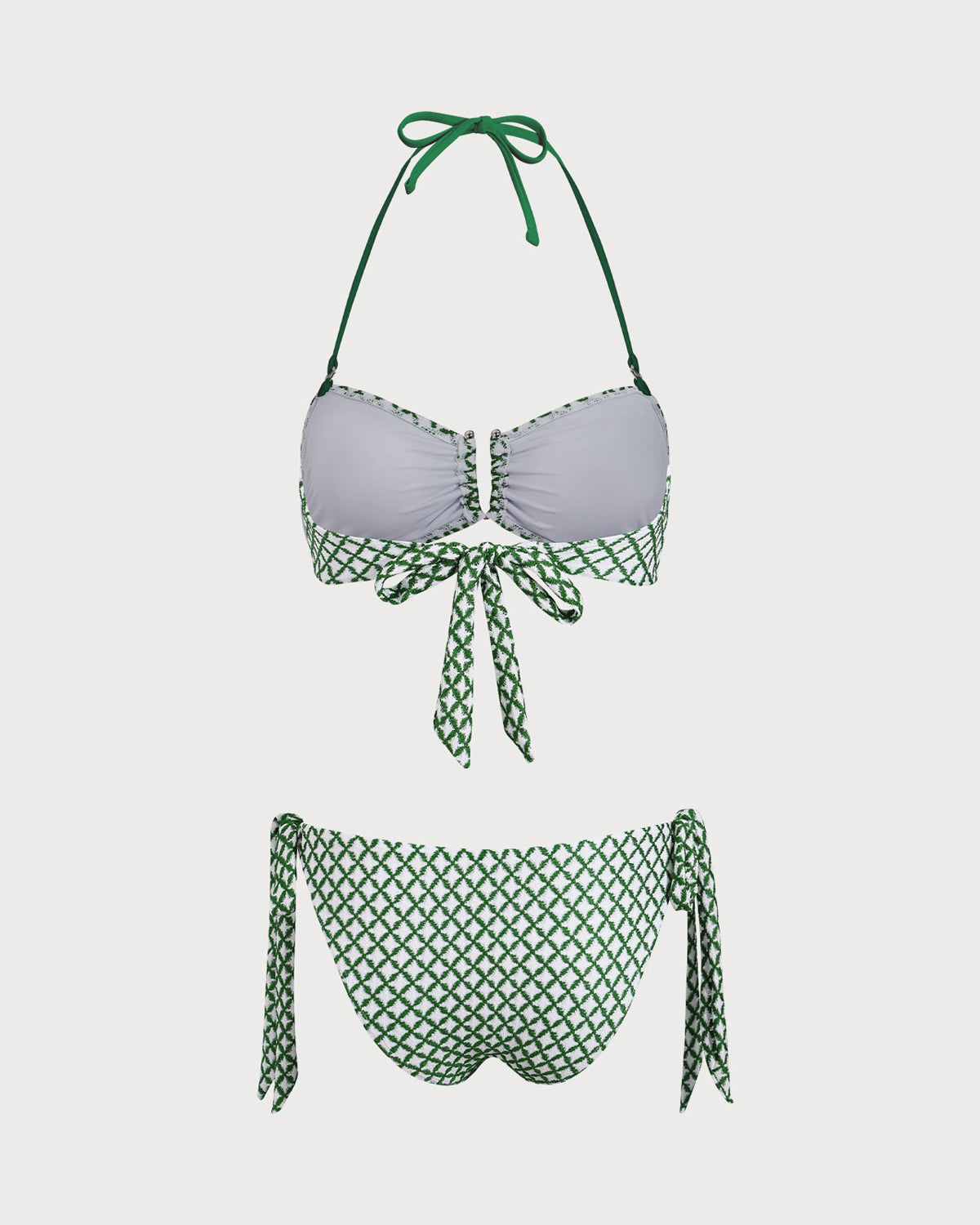 Shewess™ Yeşil Ekose Kontrast Bikini Takımı