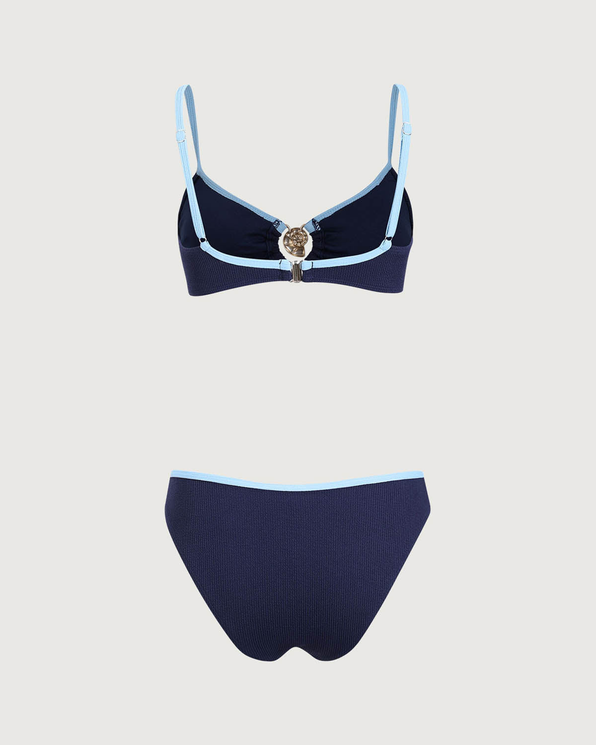 Shewess™ Mavi Kontrast Dokulu Bikini Takımı
