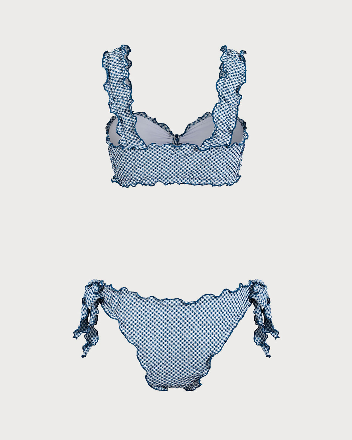 Shewess™ Mavi Ekose Düğümlü Bikini Takımı