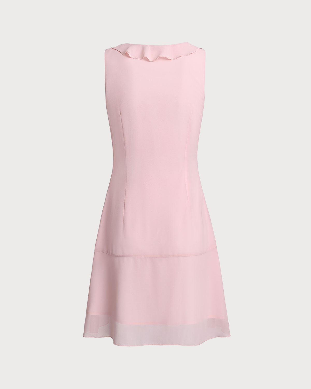 Shewess Pembe Fırfırlı Kolsuz Mini Elbise