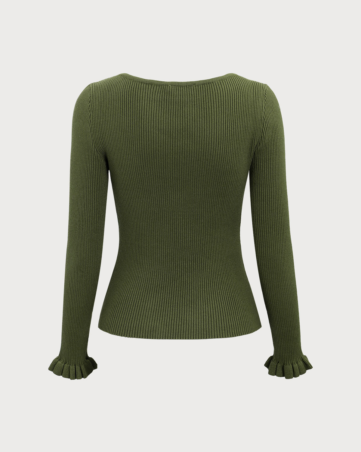 Shewess™ Yeşil Kayık Yaka Fırfırlı Slim Tişört
