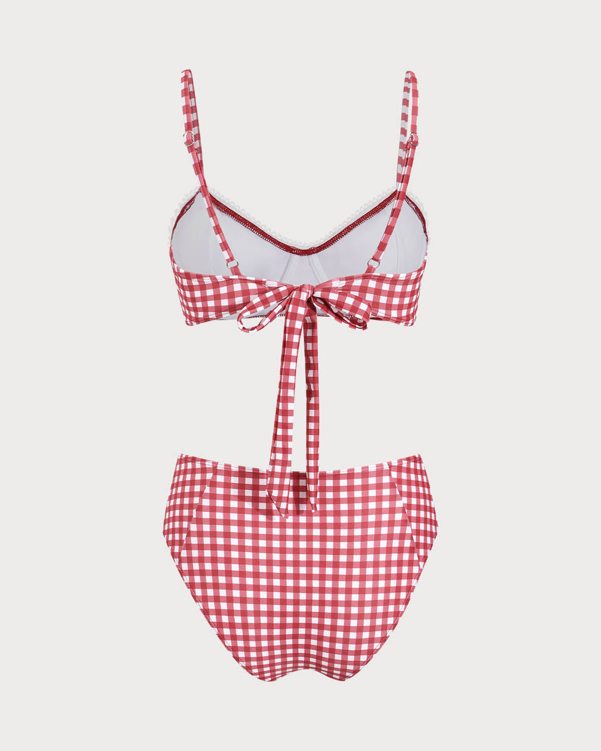 Shewess Kırmızı Ekose Arkadan Bağlamalı Bikini Seti
