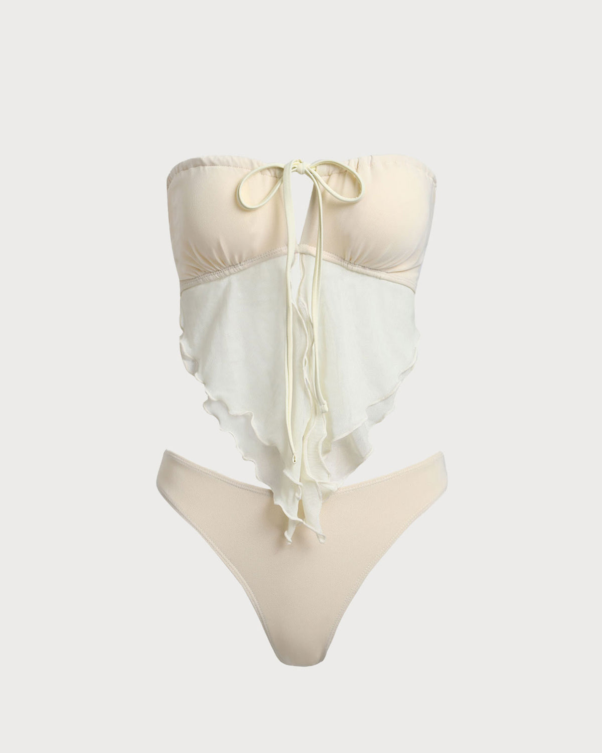Shewess™ Beyaz File Dantelli Tankini Mayo