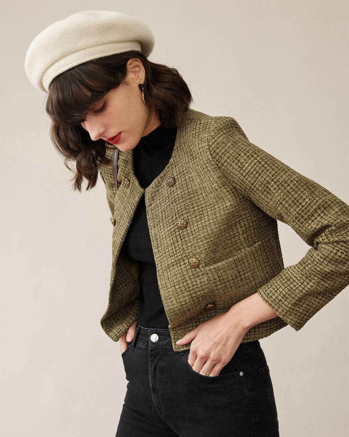 Shewess™ Vintage Katı Tüvit Ceket