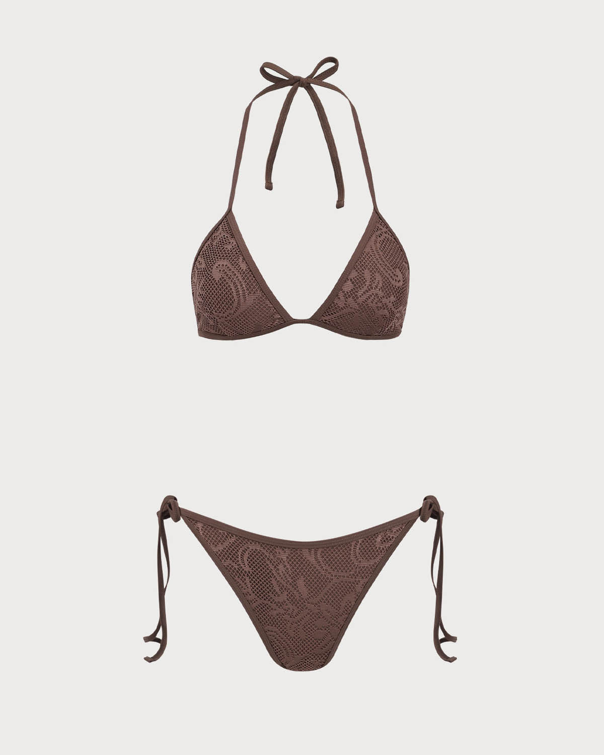 Shewess™ Kahverengi File Bikini Üçlü Takım