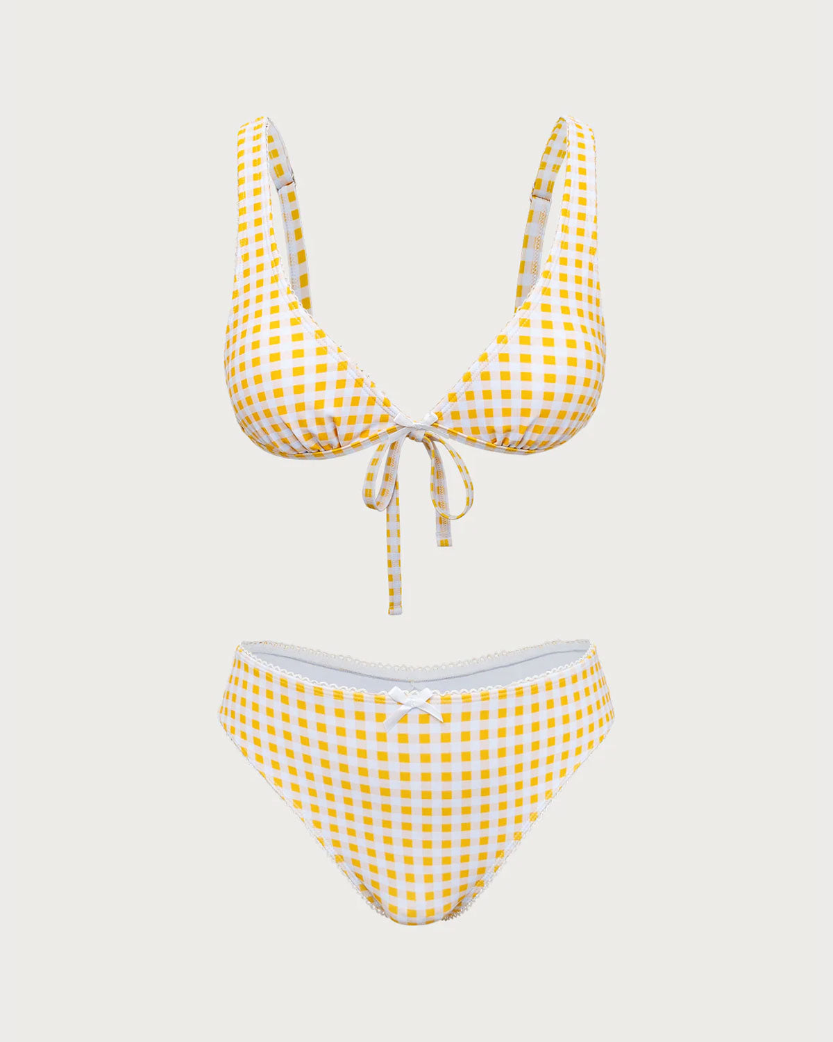 Shewess™ Sarı Ekose Üçgen Bikini Takımı