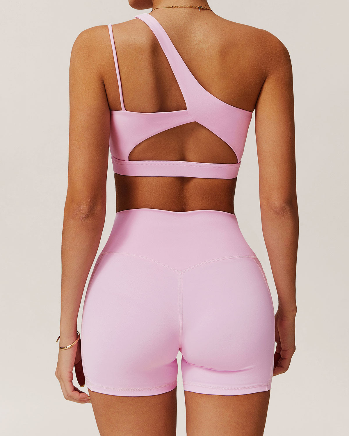 Shewess™ Pembe Cepli Yüksek Bel Yoga Şort