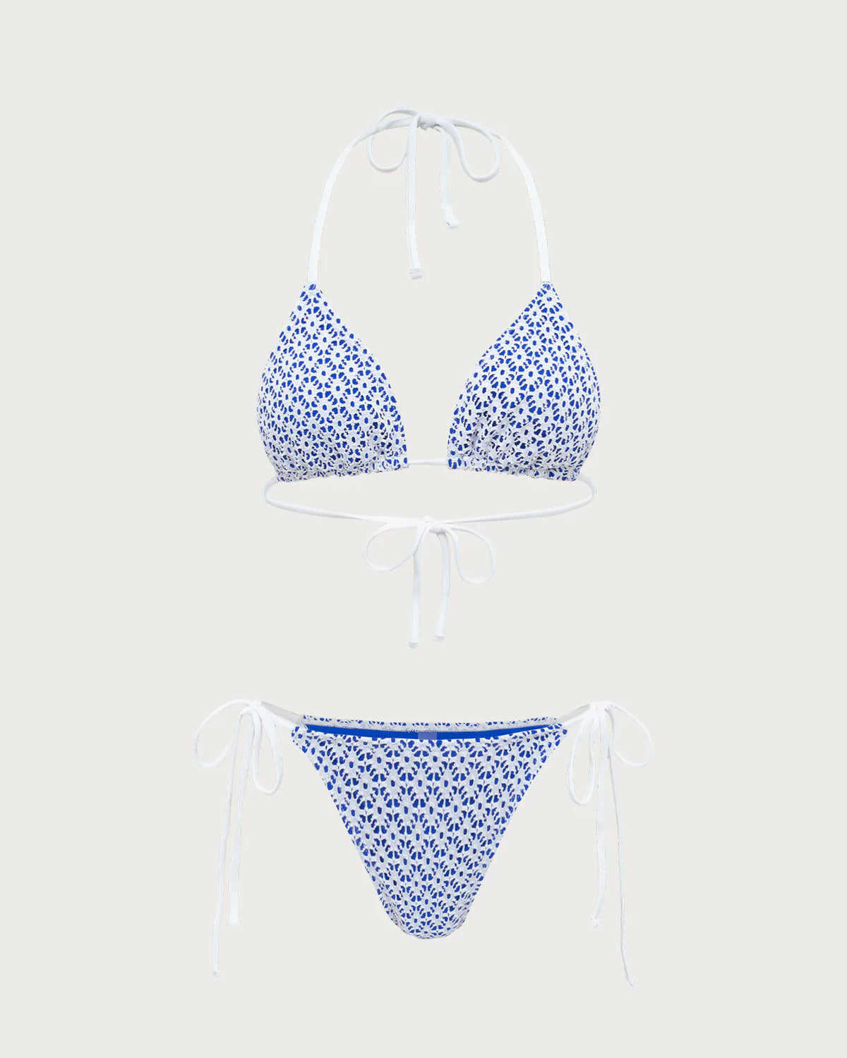 Shewess™ Mavi Geometrik Üçgen İpli Bikini Takımı