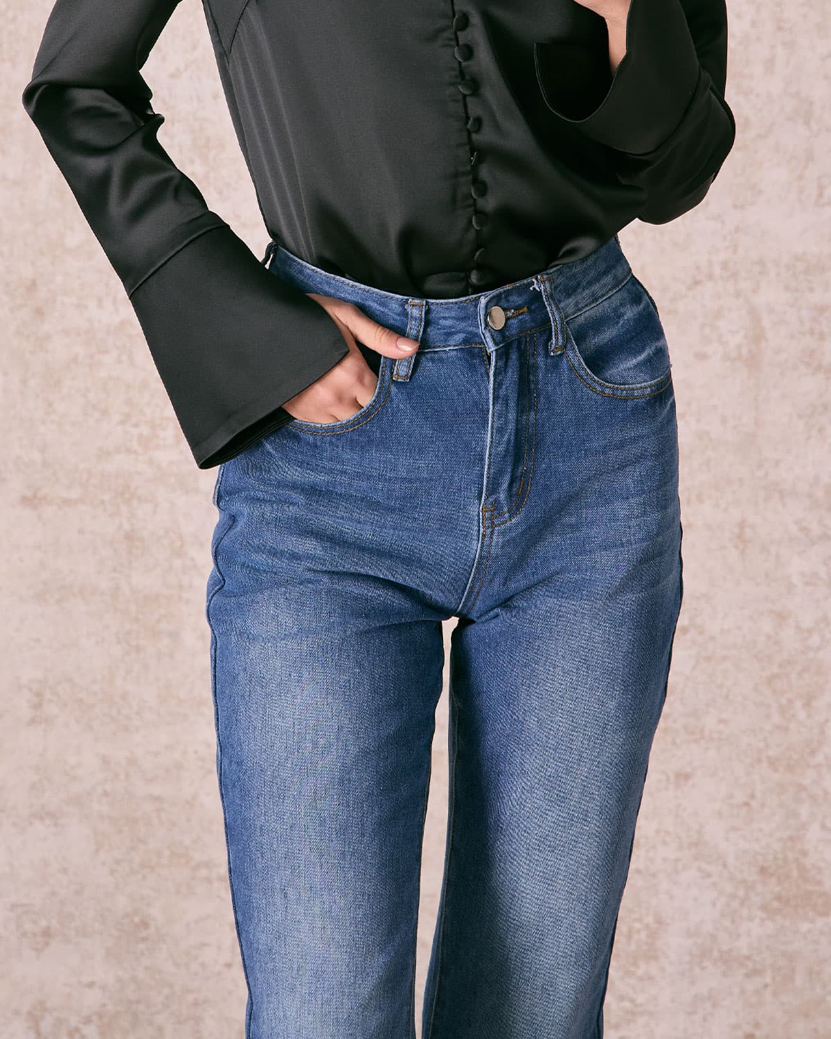Shewess™ Mavi Yüksek Bel Düz Paça Jean