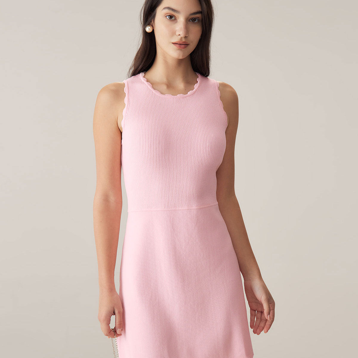 Shewess™ Pembe Kazak Kolsuz Mini Elbise