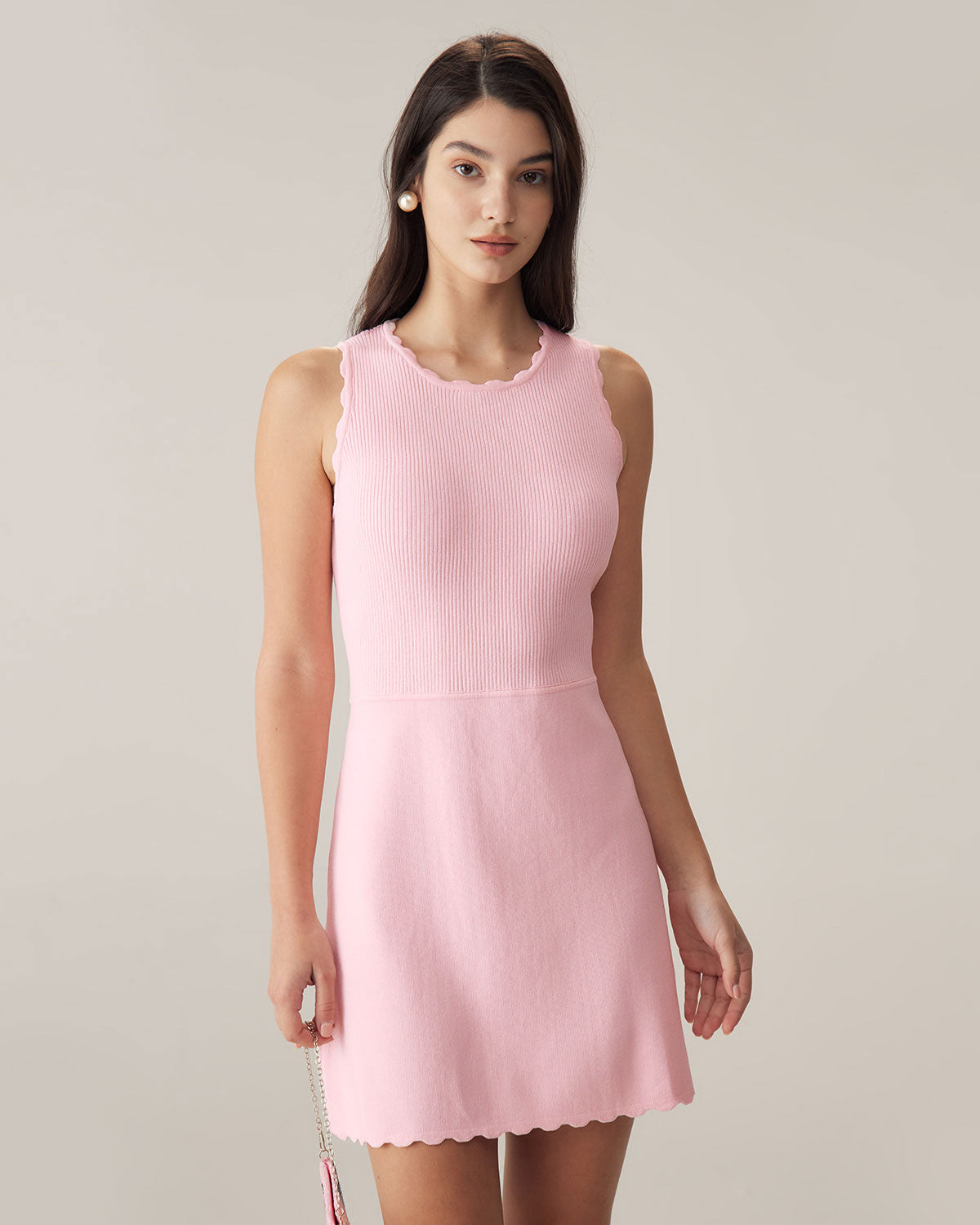 Shewess™ Pembe Kazak Kolsuz Mini Elbise