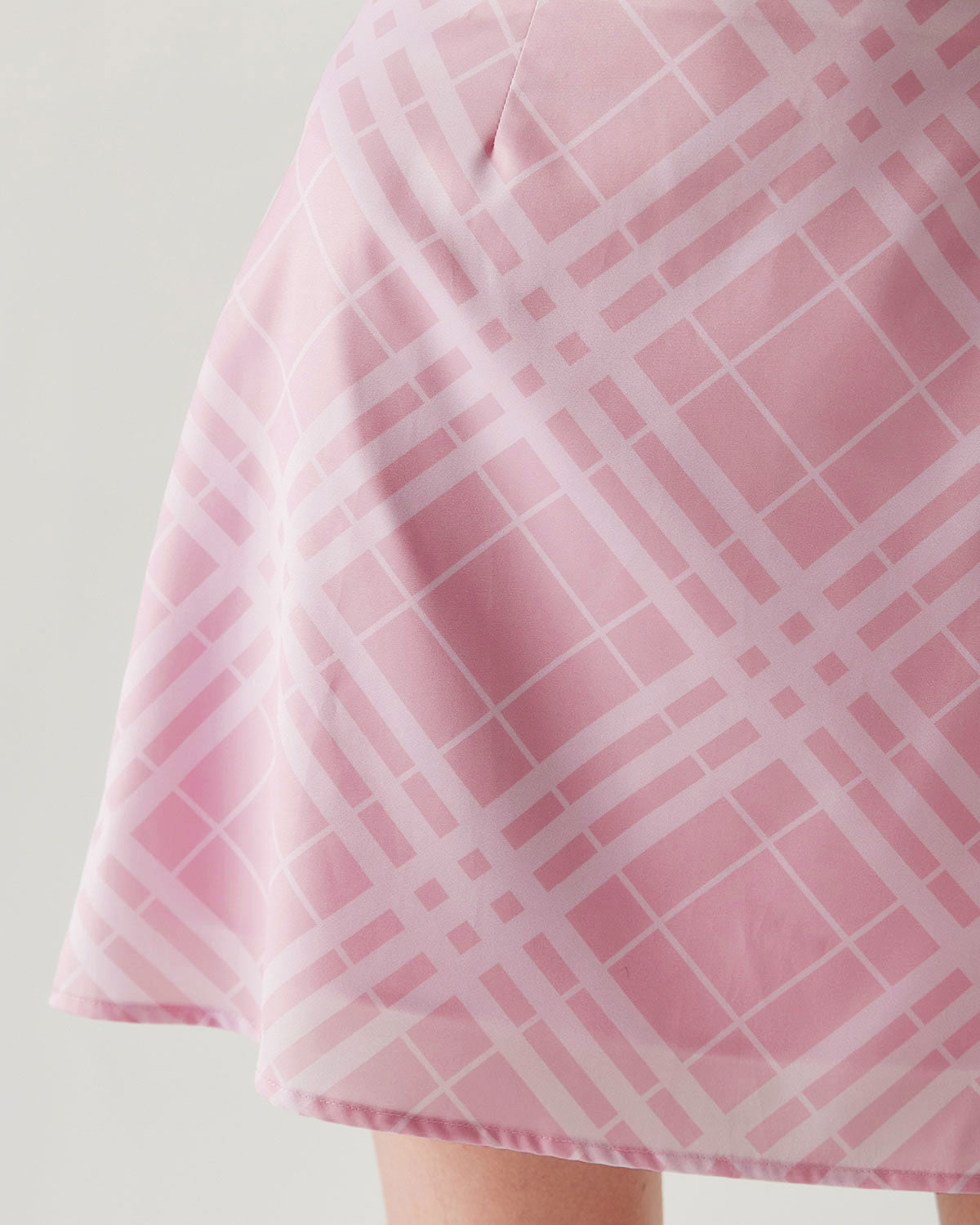 Shewess™ Pembe Ekose A Kesim Mini Etek