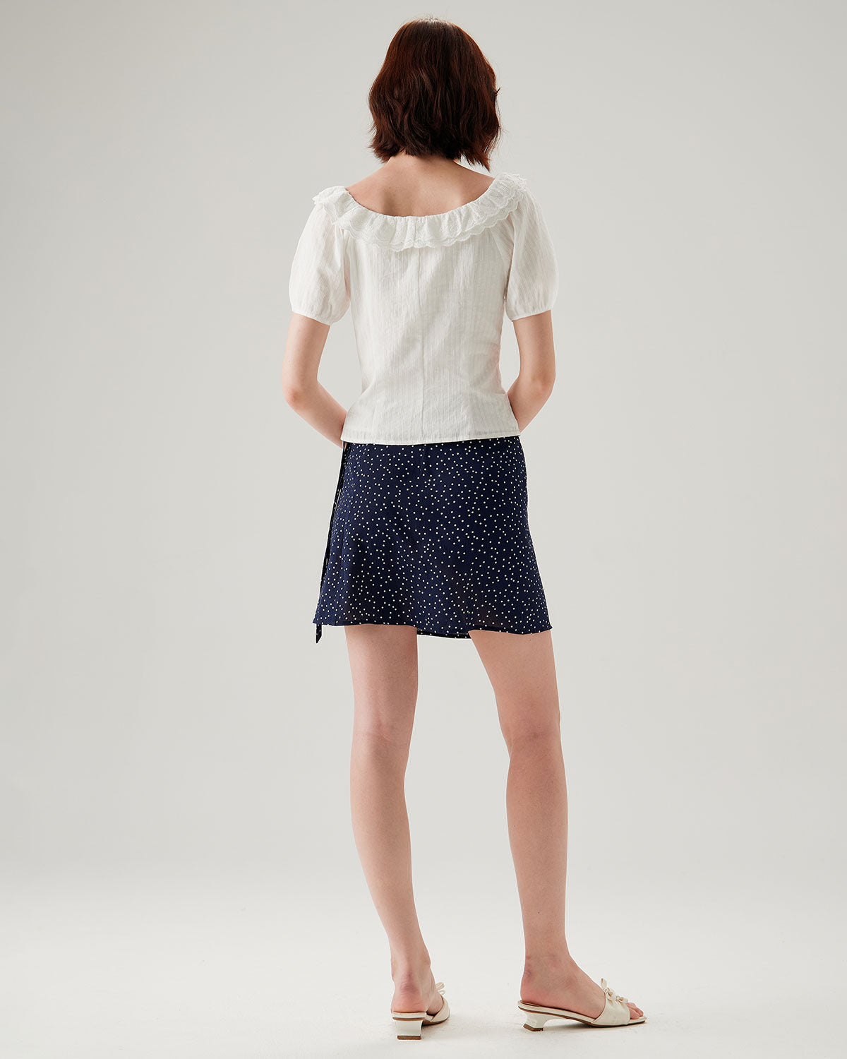 Shewess™ Lacivert Puantiyeli Anvelop Mini Etek