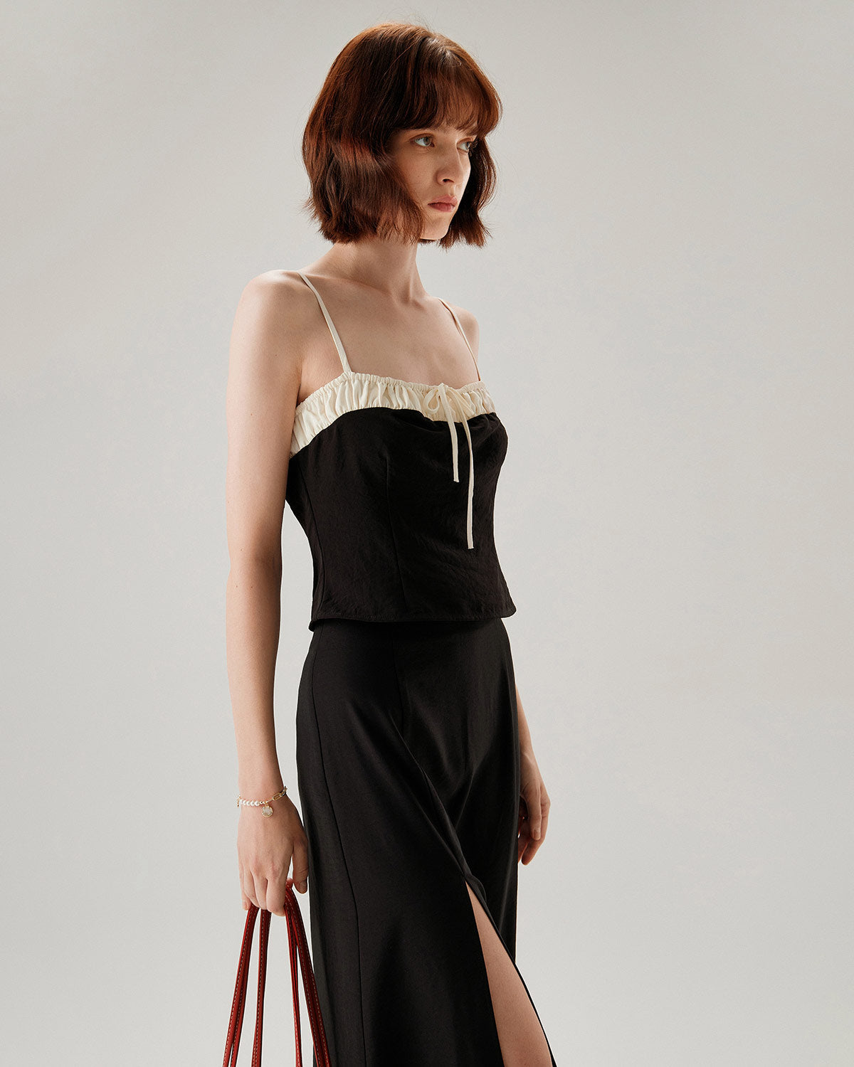 Shewess™ Siyah Kontrast Dantelli Cami Üst