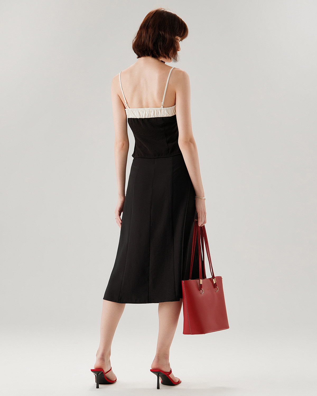 Shewess™ Siyah Kontrast Dantelli Cami Üst
