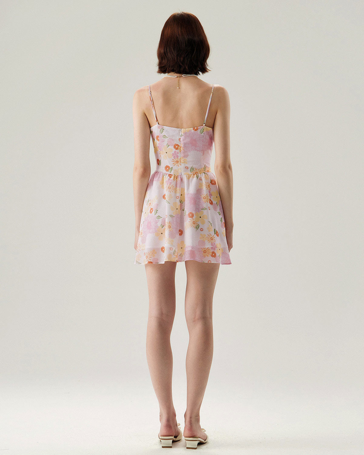 Shewess™ Pembe Çiçekli Straplez Mini Elbise