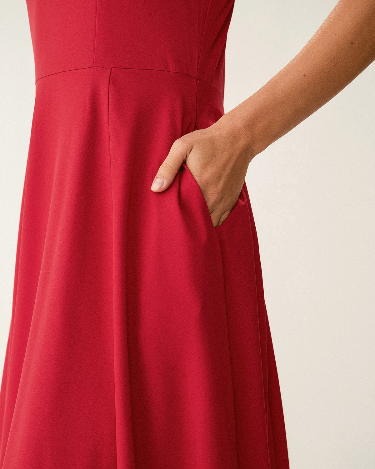 Shewess Kırmızı Kalp Yaka Slip Maxi Elbise