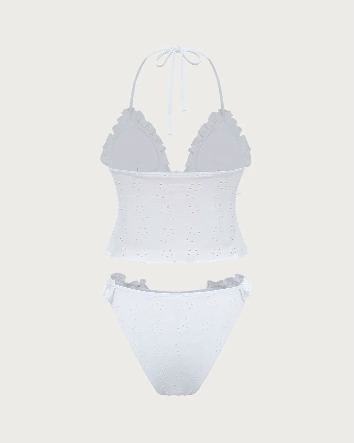 Shewess™ Beyaz Fırfırlı Tankini Mayo