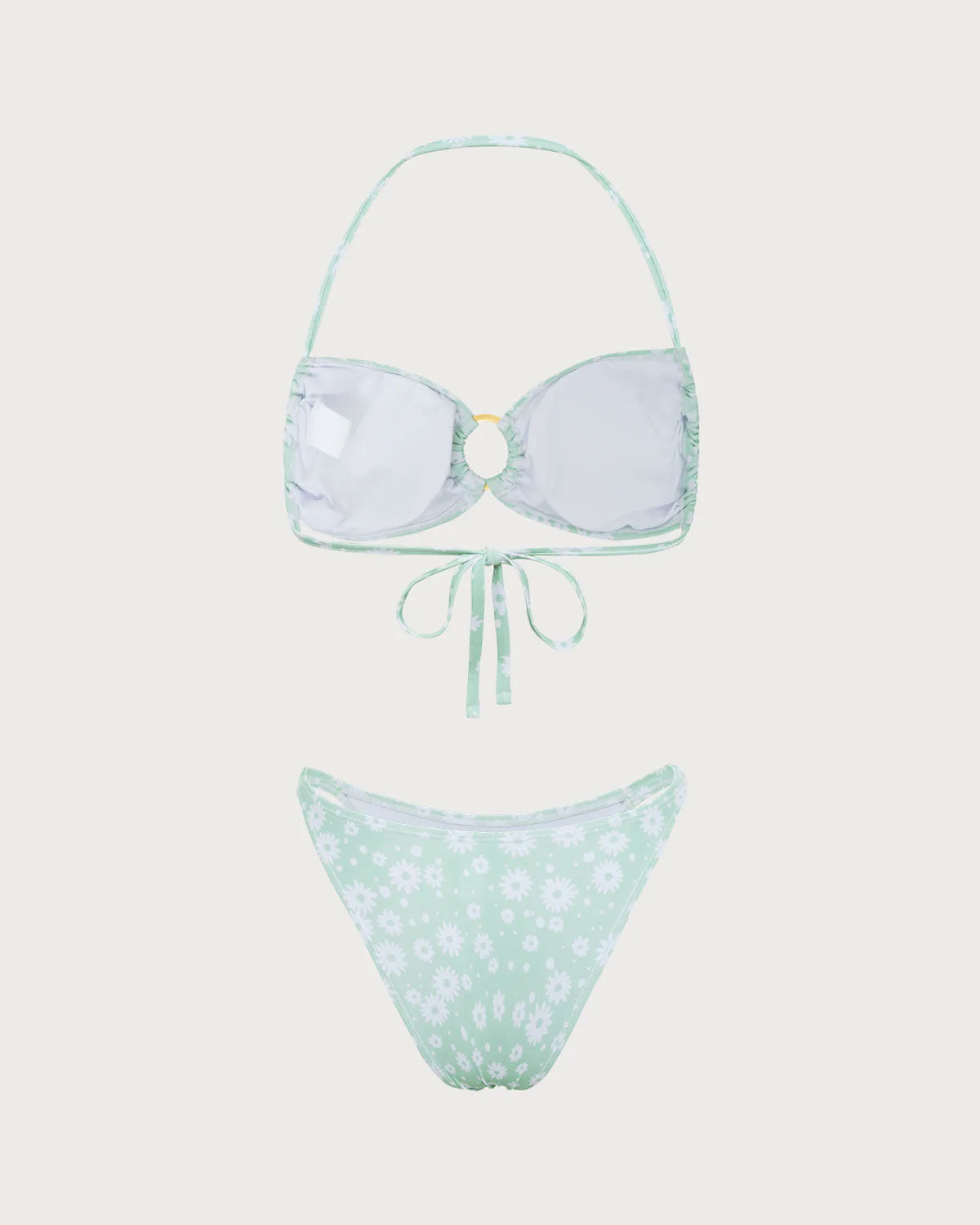 Shewess™ Yeşil Çiçekli O-Ringli Halter Bikini Seti