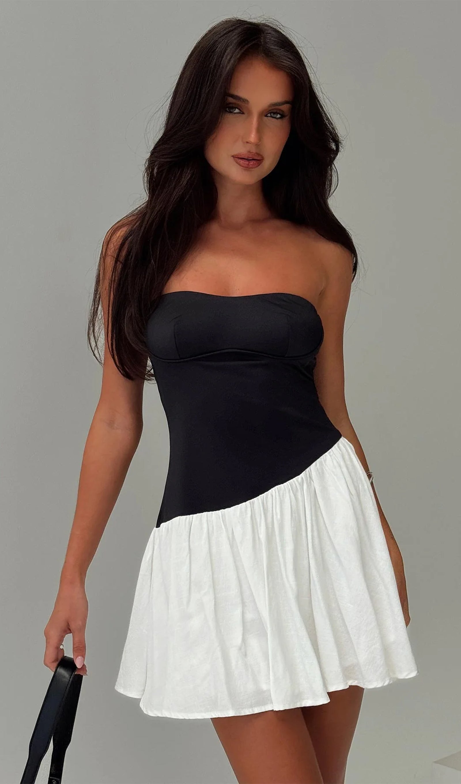 Amandla Straplez Mini Elbise Siyah / Beyaz