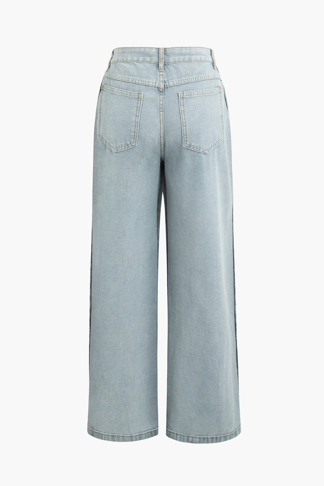 Denim Yıpranmış Detaylı Düz Paça Jean