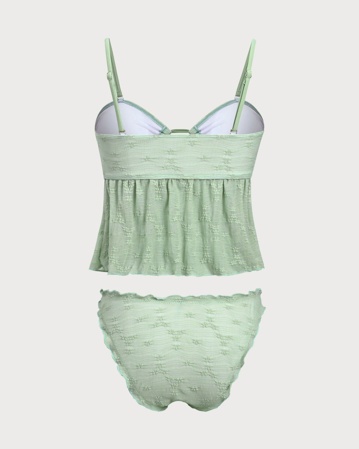 Shewess™ Yeşil Örme Kesikli Önden Bağlamalı Tankini Mayo