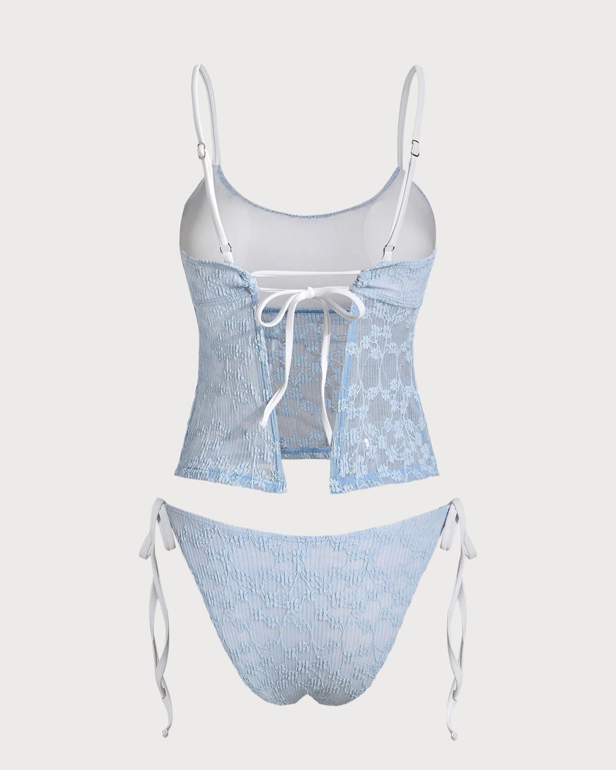 Shewess™ Mavi Dantelli Kontrast Tankini Mayo