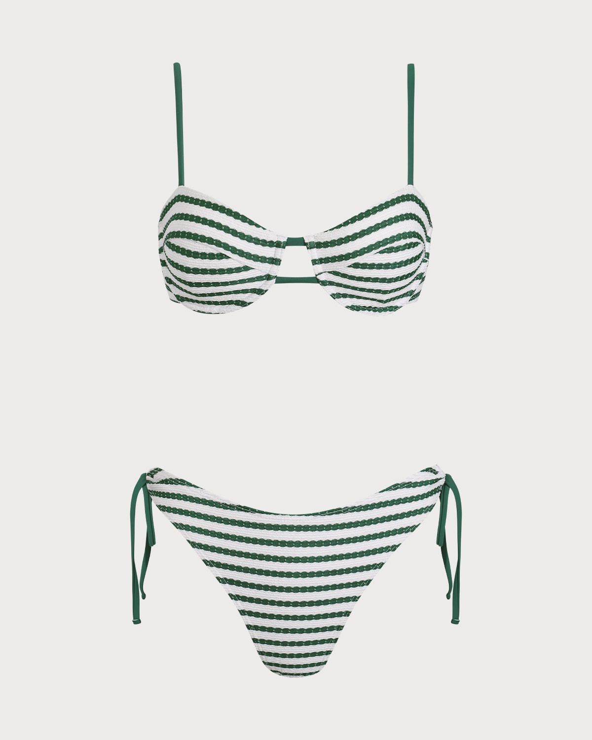 Shewess™ Yeşil Çizgili Balenli Bikini Takımı