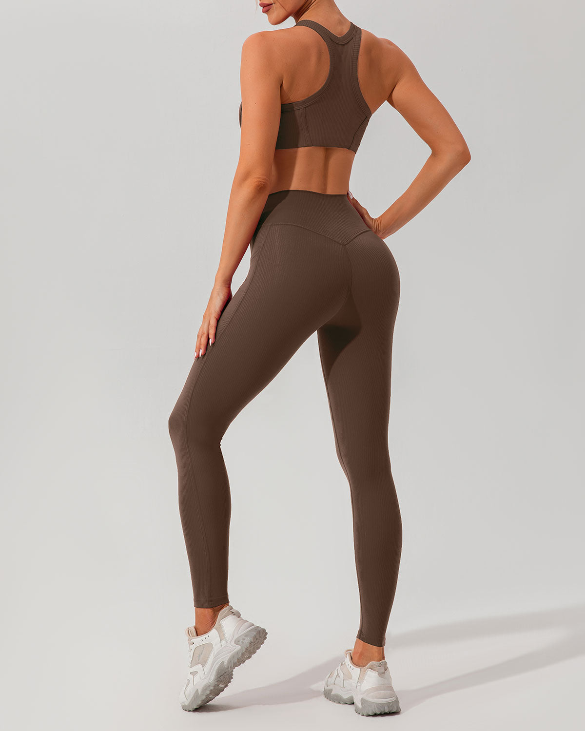 Shewess™ Kahverengi Çabuk Kuruyan Yüksek Bel Yoga Taytı