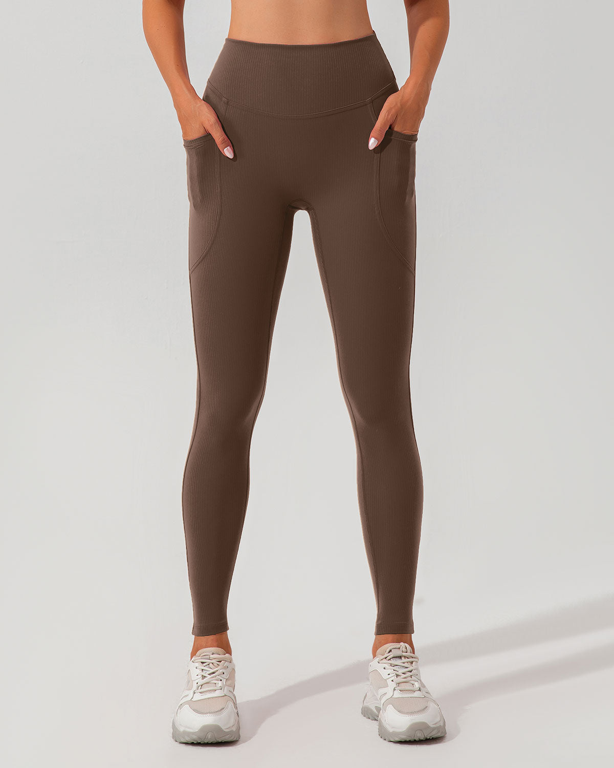 Shewess™ Kahverengi Çabuk Kuruyan Yüksek Bel Yoga Taytı