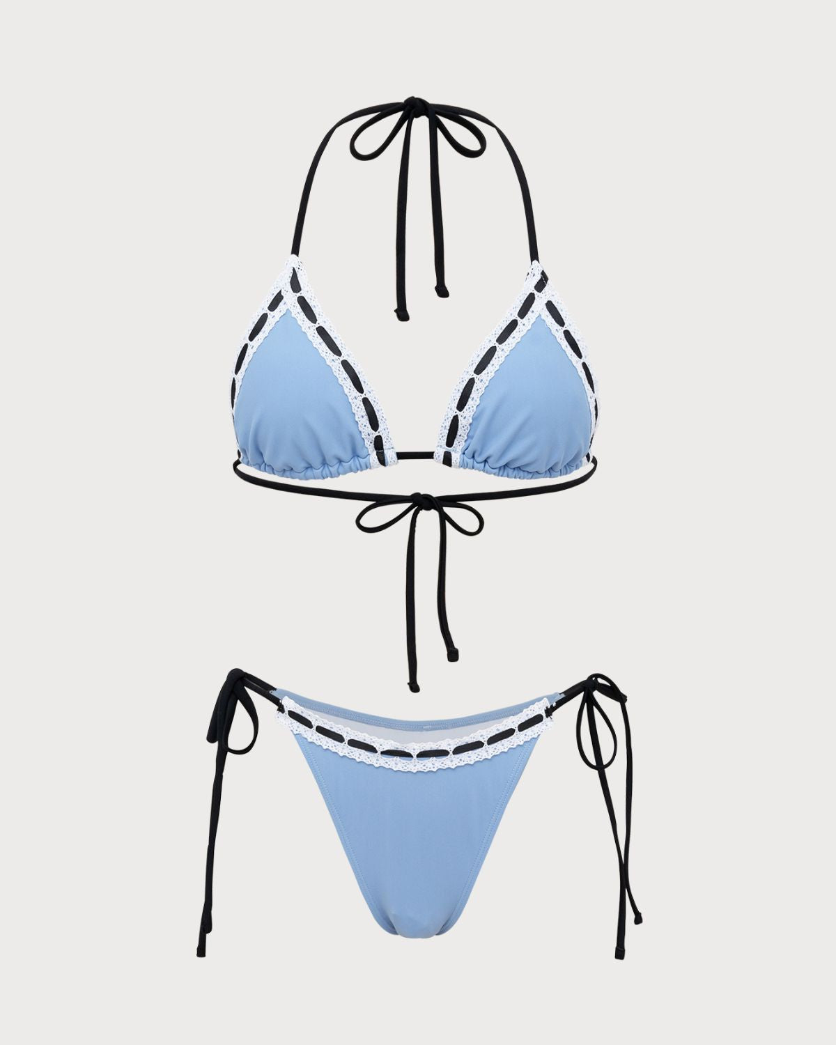 Shewess™ Mavi Kontrast Dantel Bikini Takımı