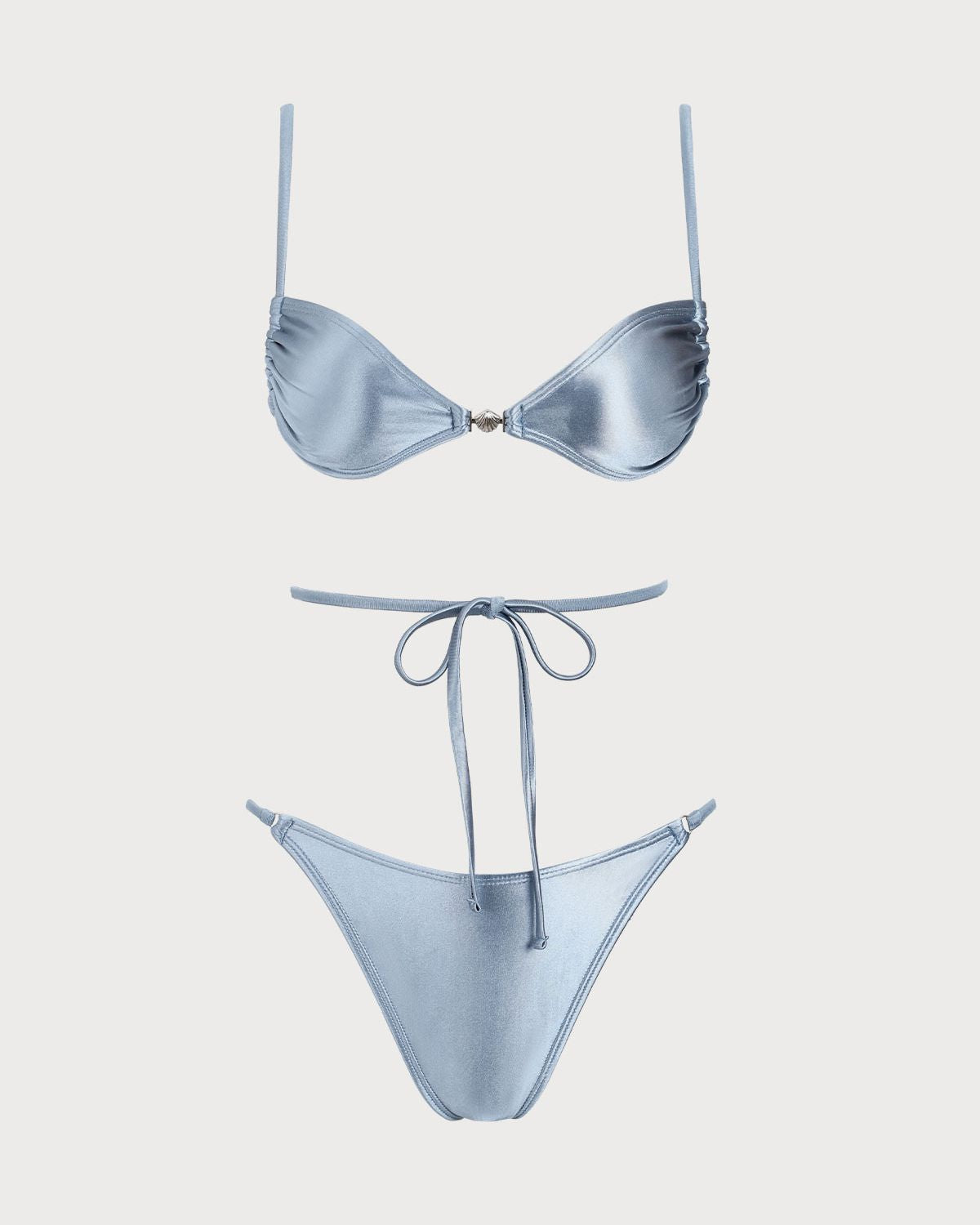 Shewess™ Mavi Parlak Düğümlü Bikini Takımı