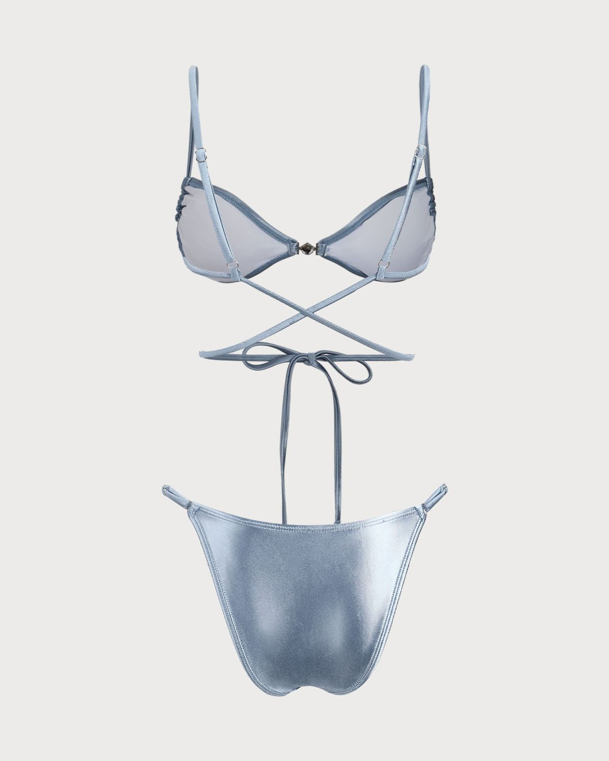 Shewess™ Mavi Parlak Düğümlü Bikini Takımı