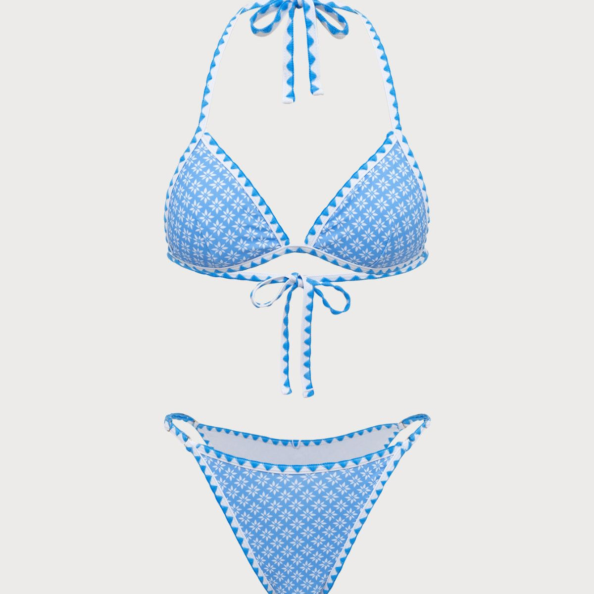 Shewess™ Mavi İşlemeli Dantel Vintage Bikini Seti