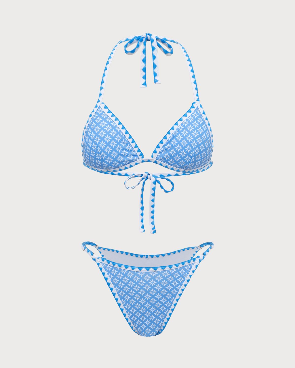 Shewess™ Mavi İşlemeli Dantel Vintage Bikini Seti